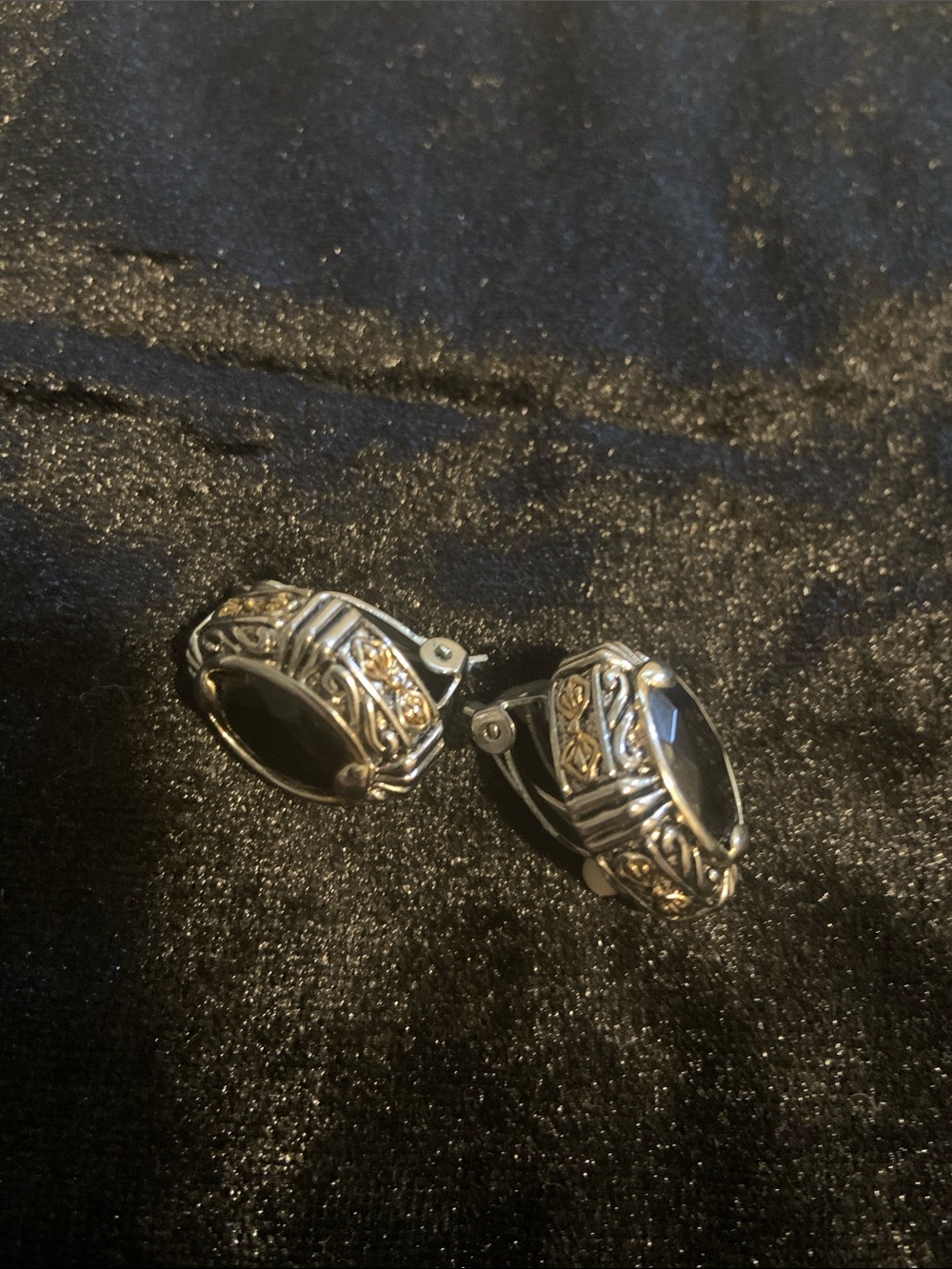 Sterling Silver Black Onyx Clip On Earrings - Picture 6 of 6